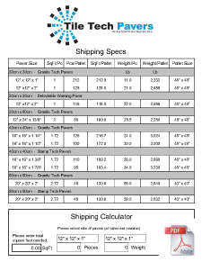 Shipping Details for pavers